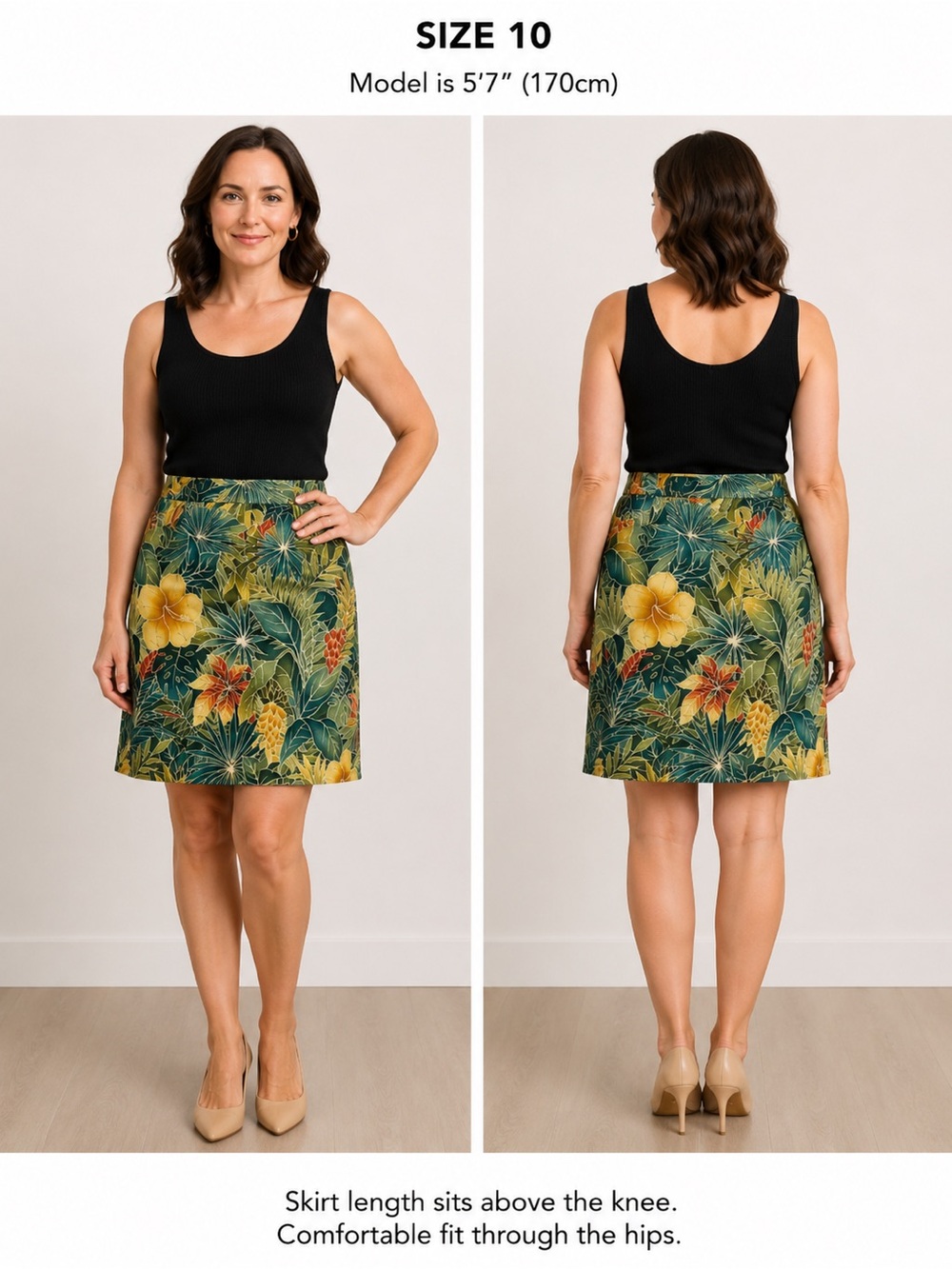 Kriss Kross Tropical Print Silk Skirt 10